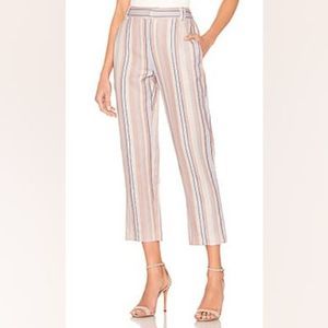 REBECCA MINKOFF Striped Linen Blend Ginger Cropped Pants, size‎ 2, Pink Multi